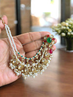 Handcrafted Kundan Pearl Earring Set with Emerald & Ruby Accents Bollywood actress Alia Bhatt Inspired