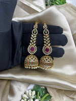 Premium AD Multi Jhumka Earrings – Sparkling Bridal & Party Jewelry