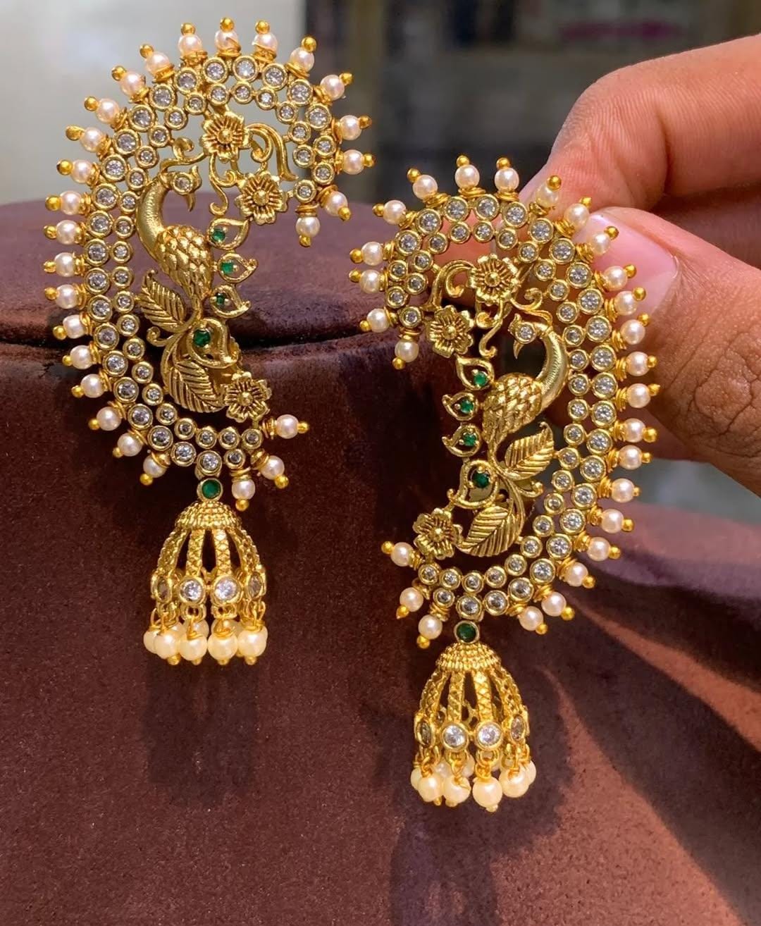 Peacock Royale Earrings – Elegant Traditional Statement Jewelry