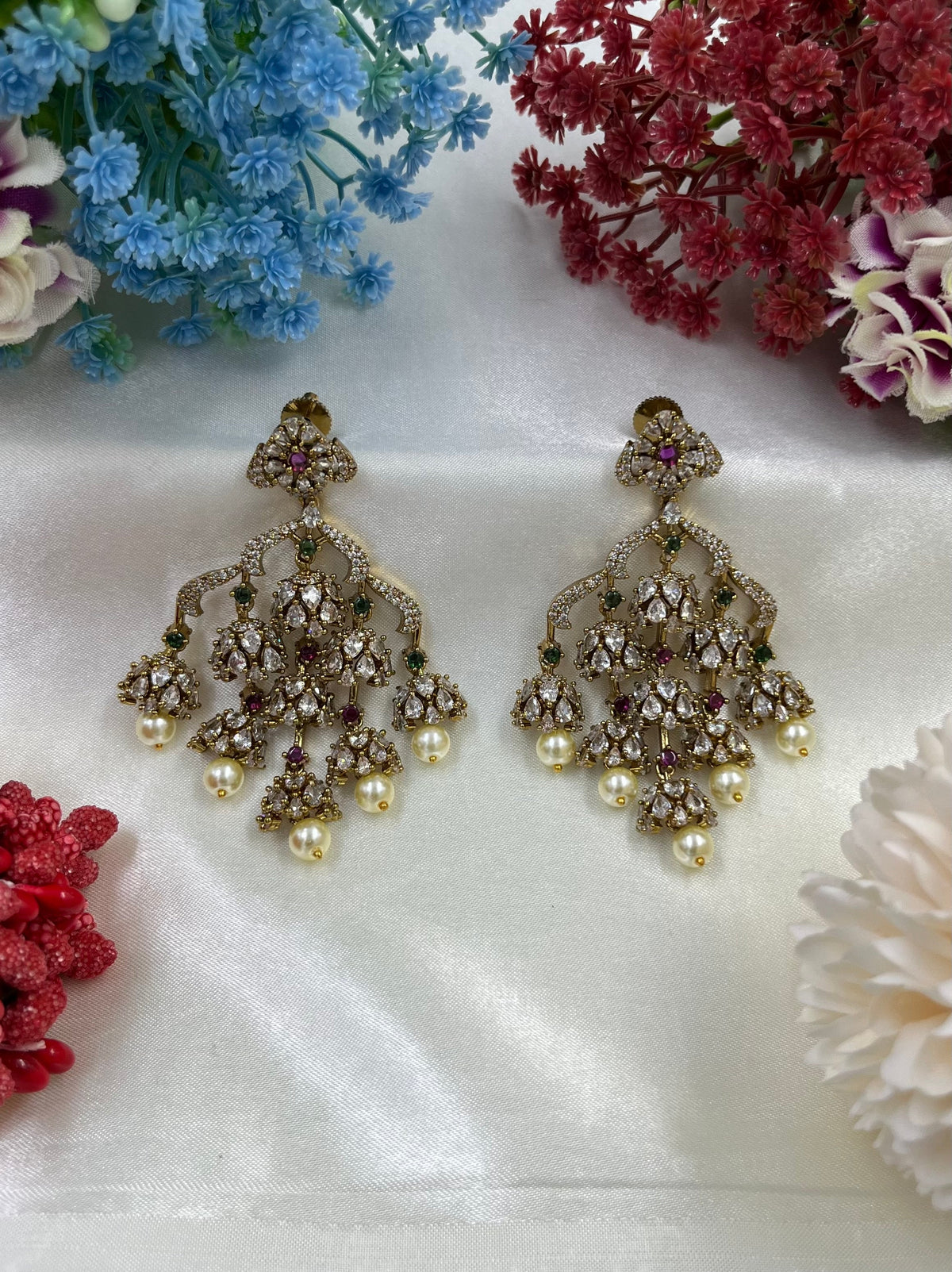 Victorian Elegance Premium AD Earrings – Timeless Vintage Charm - Libasaa.com