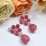 Rose Bloom AD Drop Earrings – Elegant Floral Sparkle