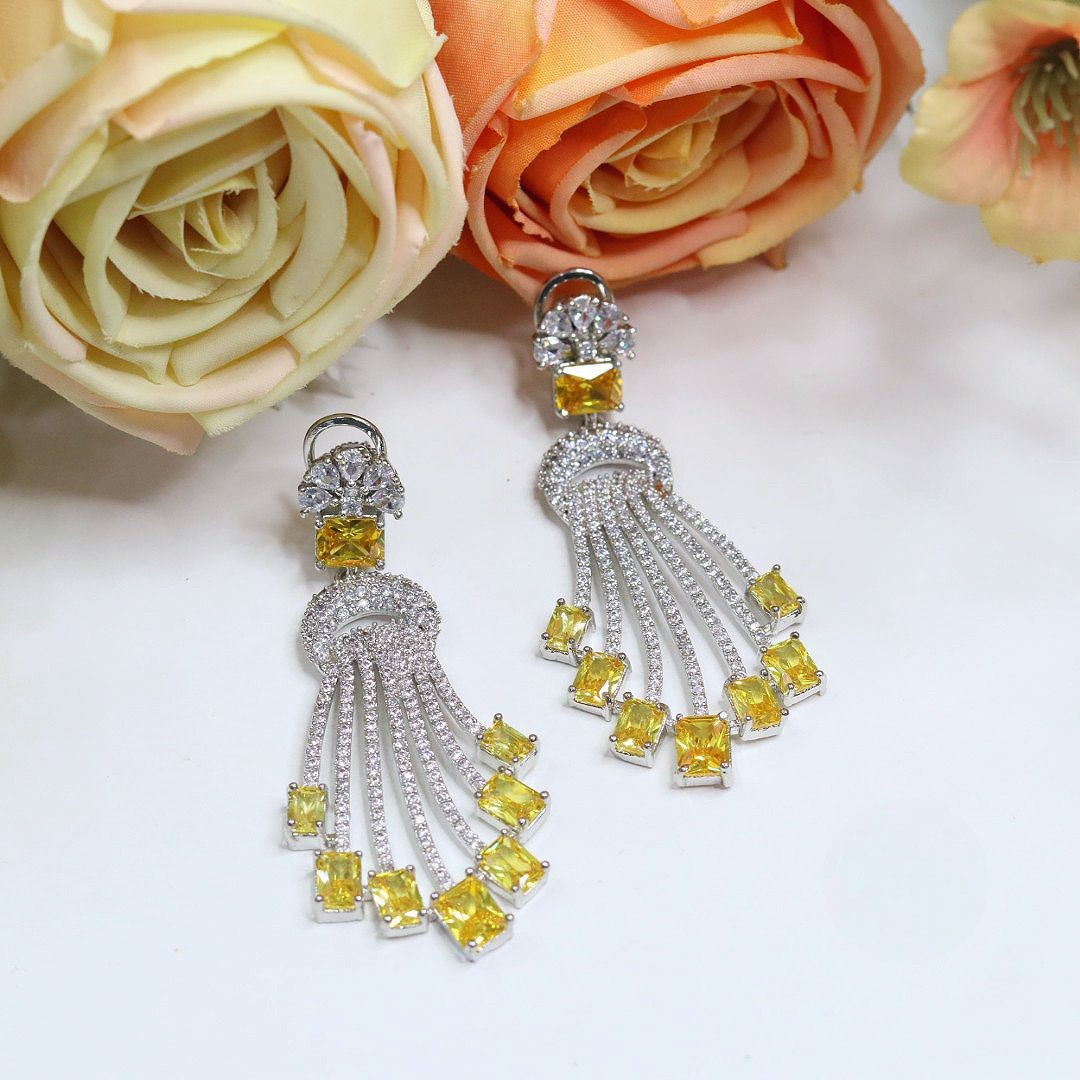 Radiant Yellow Diamond Chandelier Earrings
