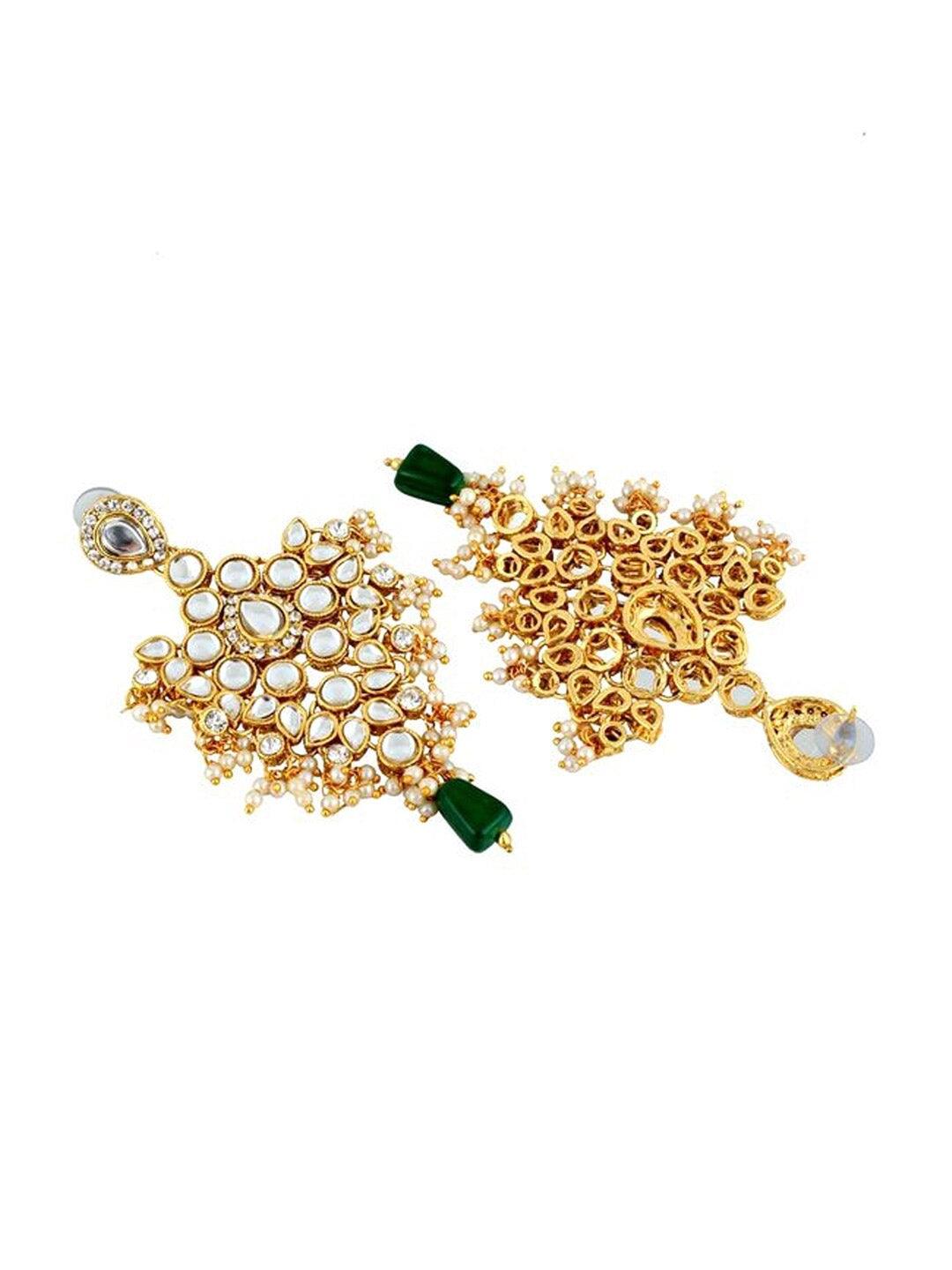 Green Gold-Plated & Kundan-Studded Jewellery Set - Libasaa