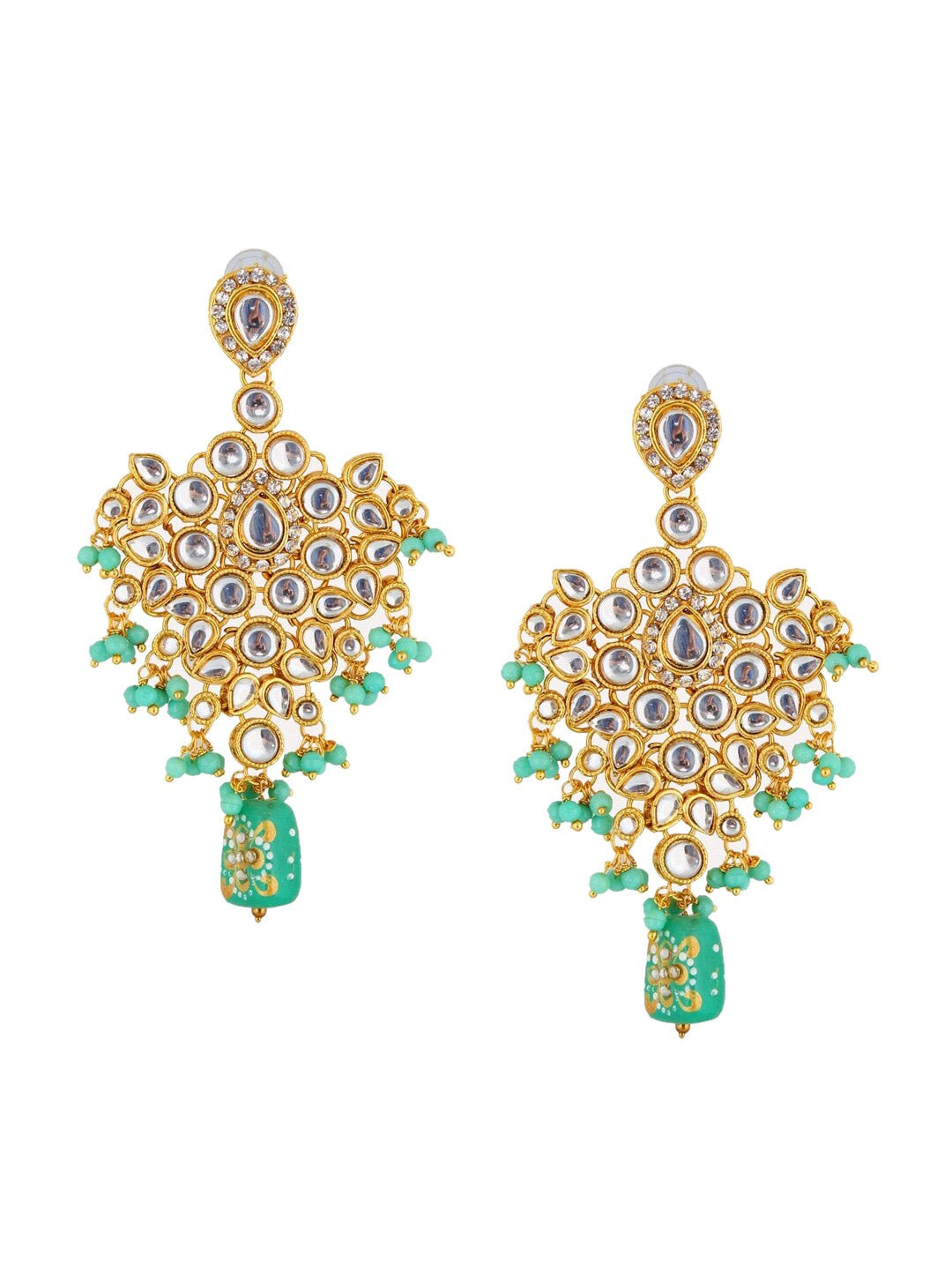 Blue Gold-Plated Kundan Studded & Beaded Choker Bridal Jewellery Set