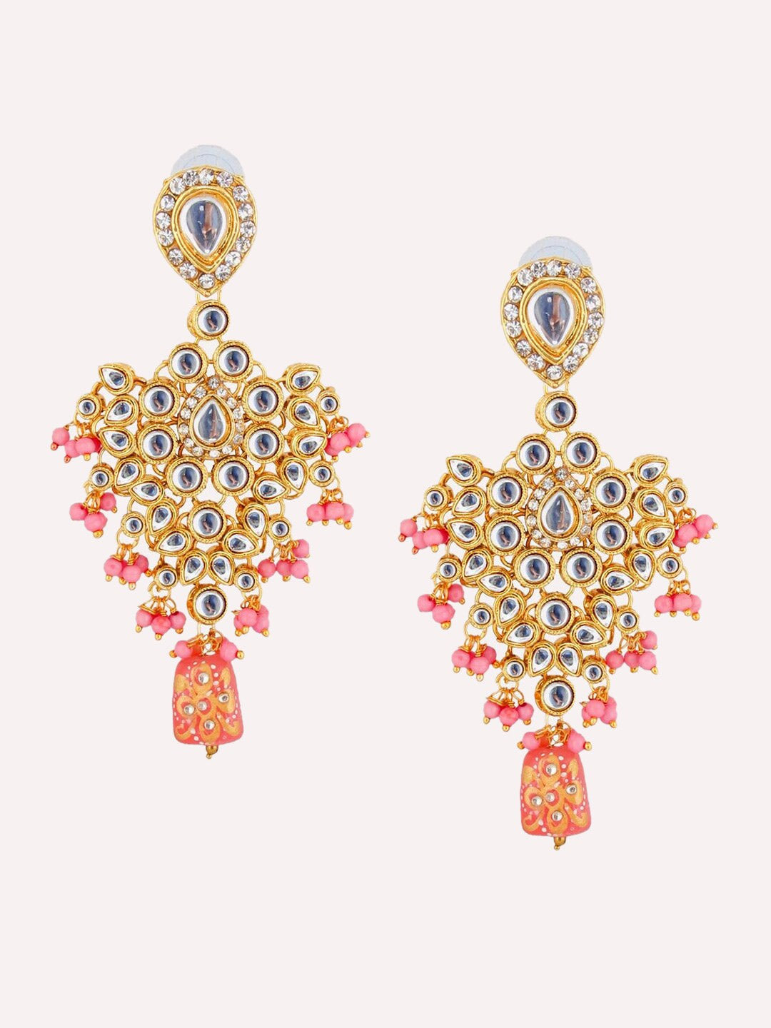 Pink Gold-Plated Crystal Stone Studded Bridal Jewellery Set