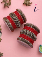 Indian Dotted Bangles Set with Jaali Work Kada, Set of 2 Traditional Bridal Bangles, Ethnic Designer Jewelry for Women
