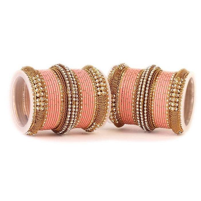 Indian Dotted Bangles Set with Jaali Work Kada, Set of 2 Traditional Bridal Bangles, Ethnic Designer Jewelry for Women