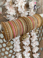 Multicolor Matte Bangles with Golden Work Tassel, Latkan Wedding Bangle Set, Traditional Indian Bridal Jewelry for Women