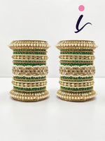 Bridal Punjabi Pacheli Kada Chuda Set with Pearl Beaded Chura, Traditional Indian Wedding Bangles for Women