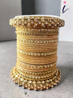 Golden Metal Bangles Set, Traditional Indian Bridal Bangles, Designer Ethnic Wedding Jewelry for Women