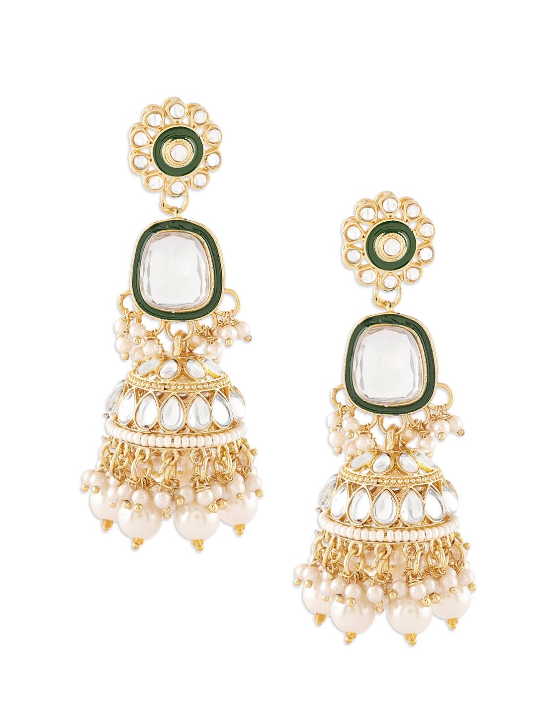 Gold Plated Kundan Studded & Pearls Beaded Jewellery Set