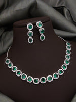 Bridal Silver Plated CZ Choker Earrings Set | Kundan Jewelry | AD Jewelry | Pakistani Choker Set | Traditional Jewelry