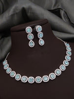 Bridal Silver Plated CZ Choker Earrings Set | Kundan Jewelry | AD Jewelry | Pakistani Choker Set | Traditional Jewelry