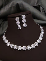 Bridal Silver Plated CZ Choker Earrings Set | Kundan Jewelry | AD Jewelry | Pakistani Choker Set | Traditional Jewelry