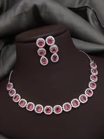 Bridal Silver Plated CZ Choker Earrings Set | Kundan Jewelry | AD Jewelry | Pakistani Choker Set | Traditional Jewelry