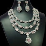 Triple Layer CZ Kundan Necklace Earrings Set | Kundan Jewelry | AD Jewelry | Indian Jewelry | Traditional Jewelry