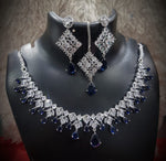 Punjabi Square CZ Necklace Earrings Maangtikka Set For Wedding| Kundan Jewelry | Indian Jewelry