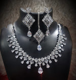 Punjabi Square CZ Necklace Earrings Maangtikka Set For Wedding| Kundan Jewelry | Indian Jewelry