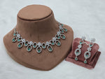 Pakistani Silver Finish CZ Choker Earrings Set For Wedding
