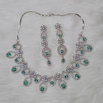 Pakistani Silver Finish CZ Choker Earrings Set For Wedding