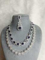 Wedding Double Layered AD Floral Design Necklace Earrings Indian Jewelry
