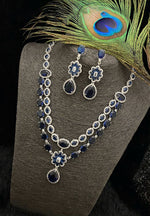 Punjabi Floral Double Layer CZ Statement Necklace Earring Set For Wedding