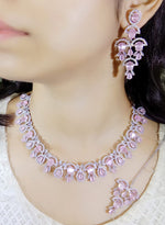 Pakistani Ethnic Floral Silver Plated CZ Choker Earring Mangtikka Set For Bridal Wedding