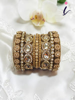 Kundan Kada Set, Indian Bangle Set, Thread Bangle Set, Kundan, Stones & Silk Threads Bridal Bangle Set for Women, Set of 2 for Both Hands