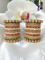 Kundan, Stones & Silk Threads Bridal Bangle Set for Women, Indian Bollywood Jewelry, Set of 2