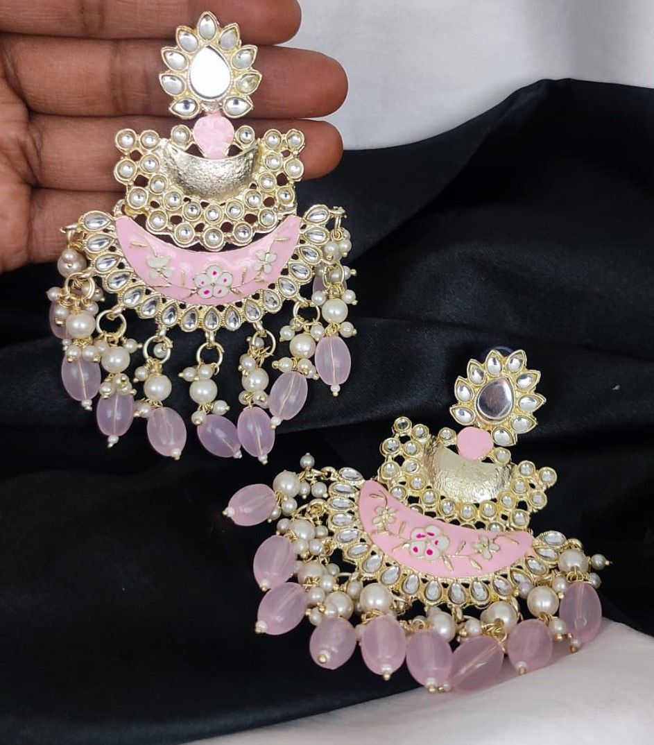 Handmade Indian Kundan Earring Jewelry for special fastivals and occasion