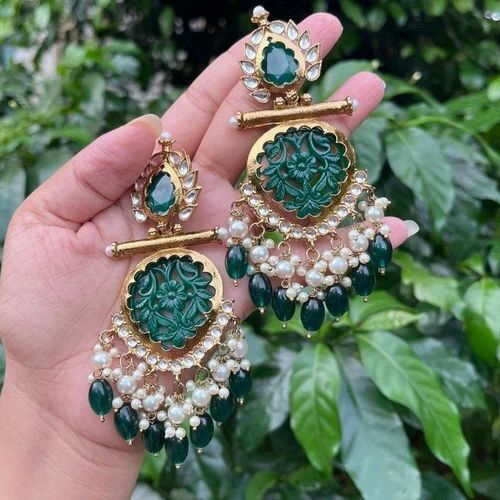 Handmade Indian Kundan Earring Jewelry, Asian Earrings for Fastivals and events