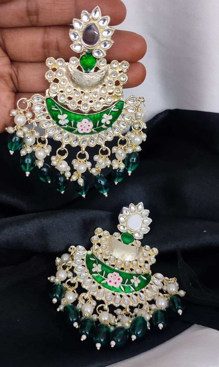 Handmade Indian Kundan Earring Jewelry for special fastivals and occasion