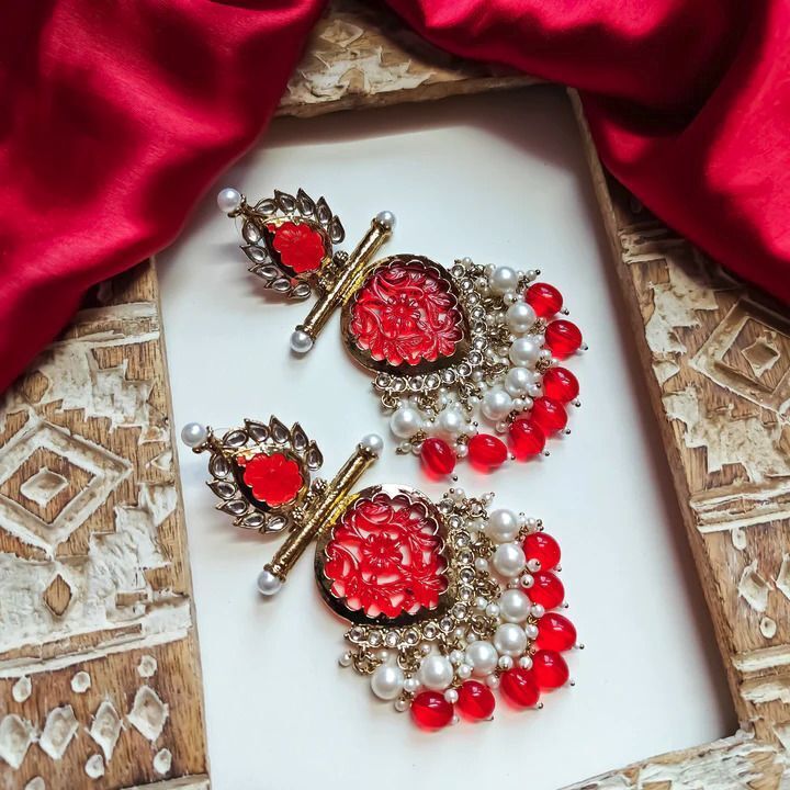 Handmade Indian Kundan Earring Jewelry, Asian Earrings for Fastivals and events