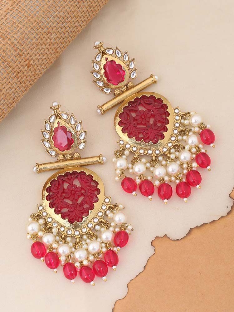 Handmade Indian Kundan Earring Jewelry, Asian Earrings for Fastivals and events