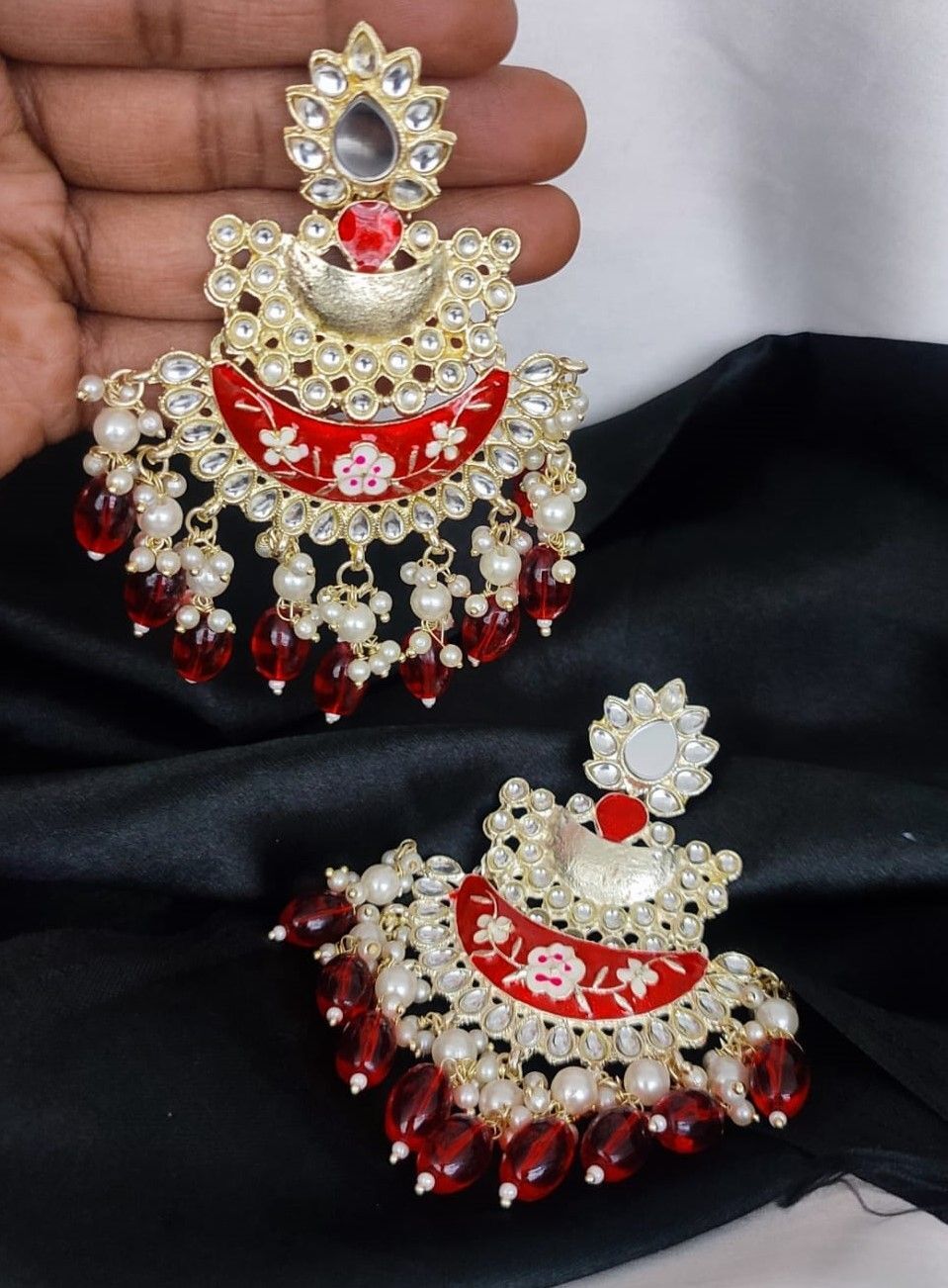 Handmade Indian Kundan Earring Jewelry for special fastivals and occasion