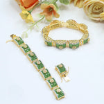 Gold-Plated Ruby Red CZ Bracelet Set | Floral Design Ethnic Jewelry