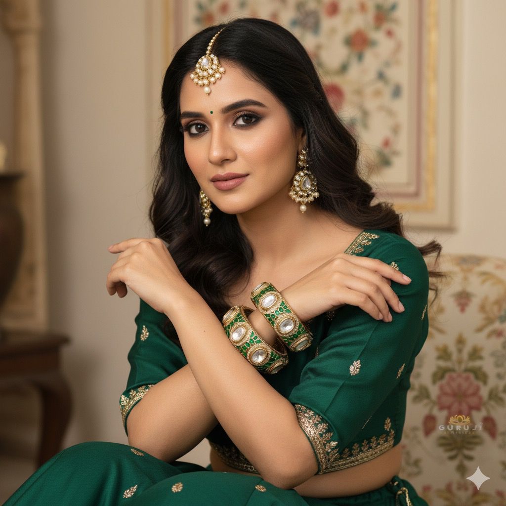 Openable Green Kundan Meenakari Bangles – Gold-Tone Bridal Jewelry Pair