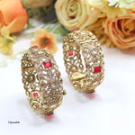 Openable Kundan Gold-Tone Bangles with Red Stone Accents – Bridal Jewelry Pair