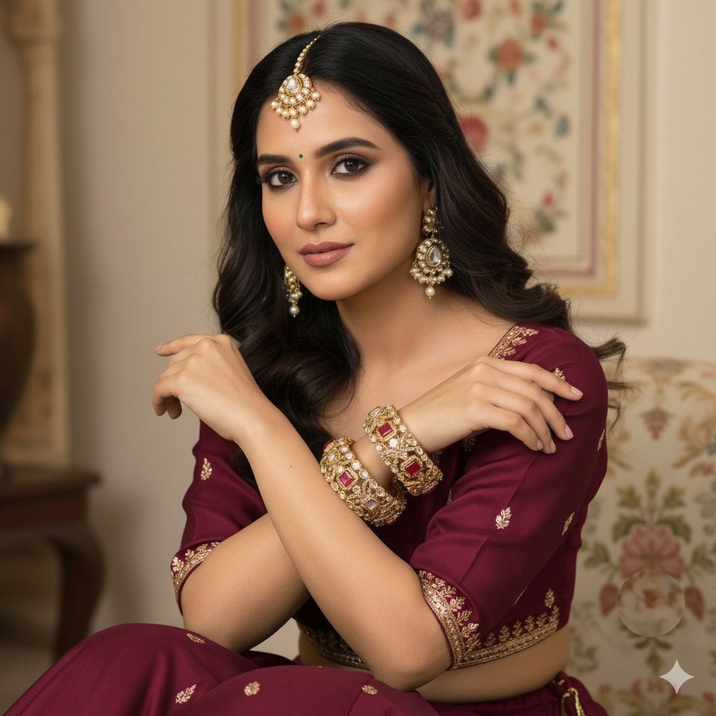 Openable Kundan Gold-Tone Bangles with Red Stone Accents – Bridal Jewelry Pair