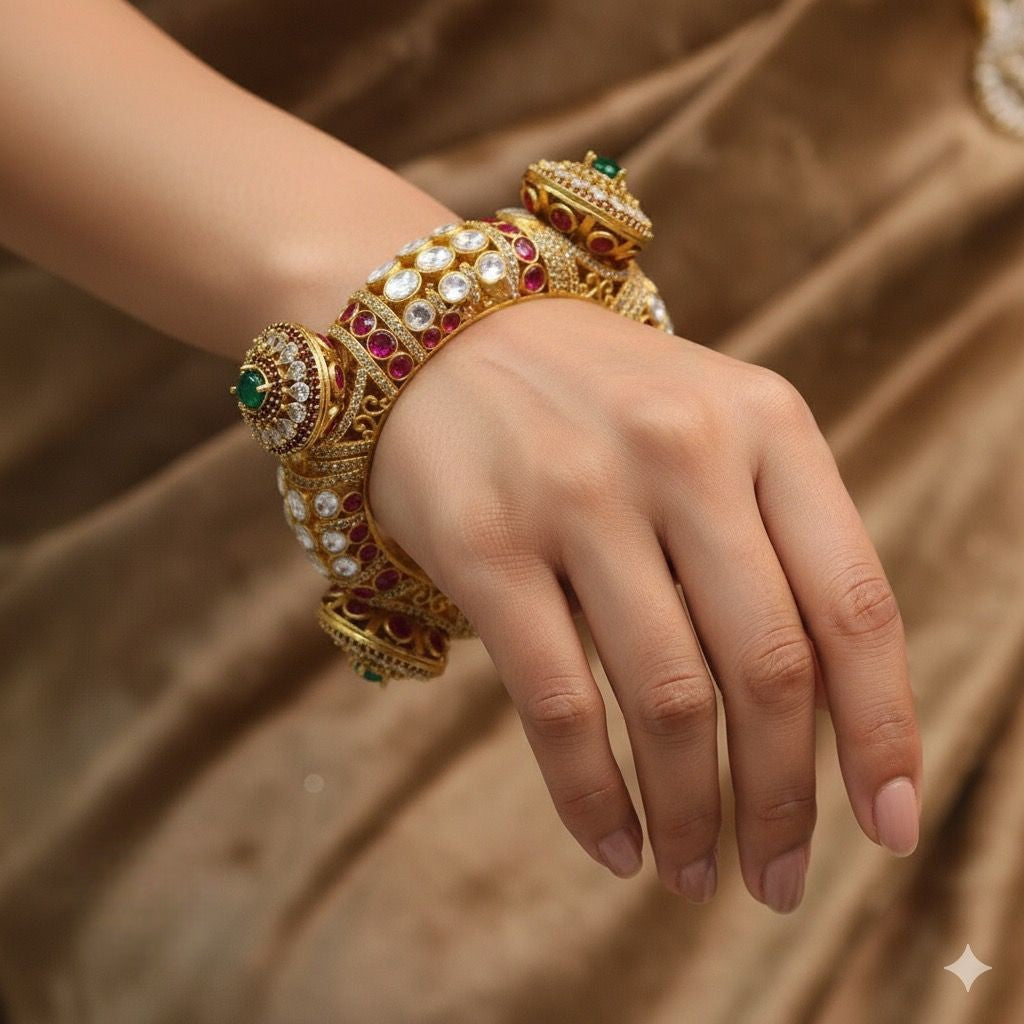 Royal Openable Kundan Polki Kada – Heritage Bridal Grandeur