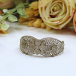 Openable Green Gemstone Floral Diamond Bracelet Kada - Libasaa.com