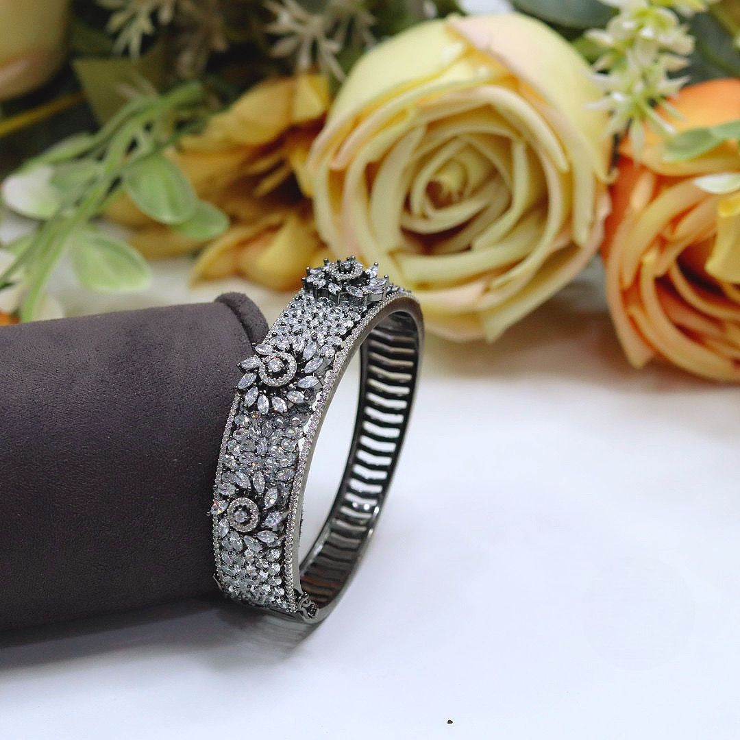 Openable Ruby Red Floral Diamond Kada - Libasaa.com