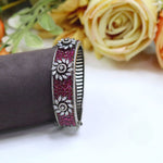 Openable Ruby Red Floral Diamond Kada - Libasaa.com