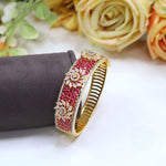 Openable Ruby Red Floral Diamond Kada - Libasaa.com