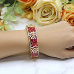 Openable Ruby Red Floral Diamond Kada - Libasaa.com