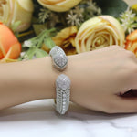 Silver Plated Cuff Bracelet (Luxury Designer Kada Bangle - Libasaa.com