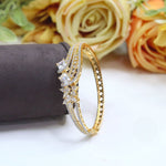 Luxurious Gold-Plated Ruby & Diamond Simulant Openable Cuff Bracelet - Libasaa.com