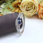 Luxurious Silver-Plated Ruby & Diamond Simulant Openable Cuff Bracelet - Libasaa.com