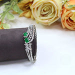 Luxurious Silver-Plated Ruby & Diamond Simulant Openable Cuff Bracelet - Libasaa.com