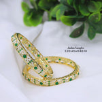 Jadau Gold Plated Kada Bangles Set for Women – Traditional Pearl Studded Bridal Chooda, Wedding & Festive Jewellery